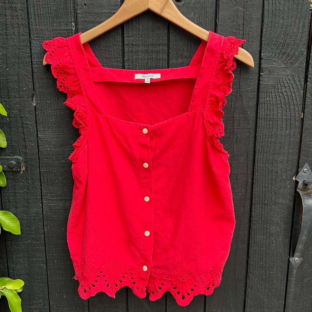 Madewell Red Eyelet Top